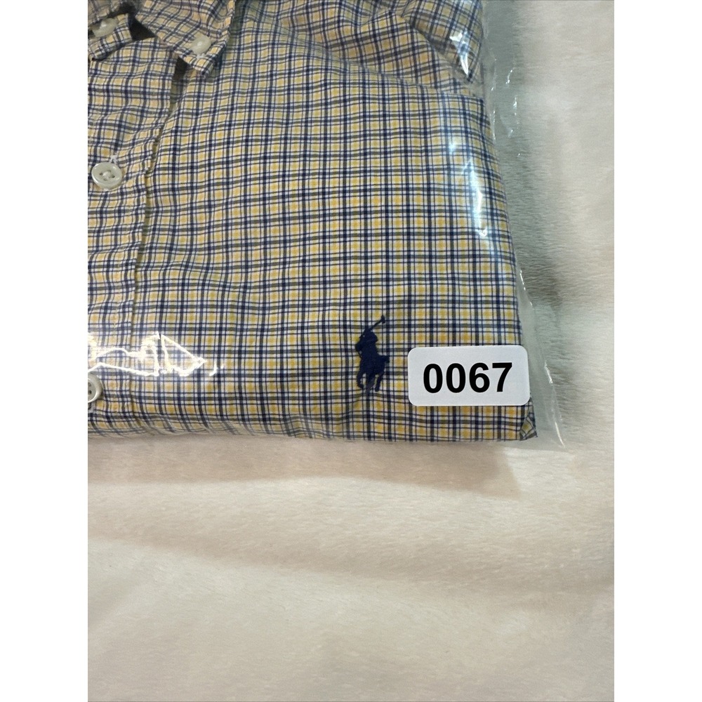 Ralph Lauren Mens M Classic Fit Blue Yellow Check Button Down Long Sleeve Shirt - Picture 12 of 12